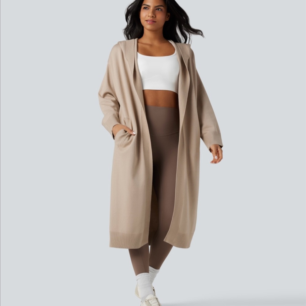 NWT Halara Hooded Long Sleeve Longline Casual Cardigan w/ Pockets